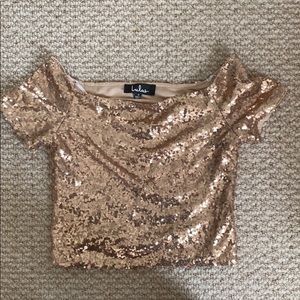 Lulus sequin off the shoulder crop top